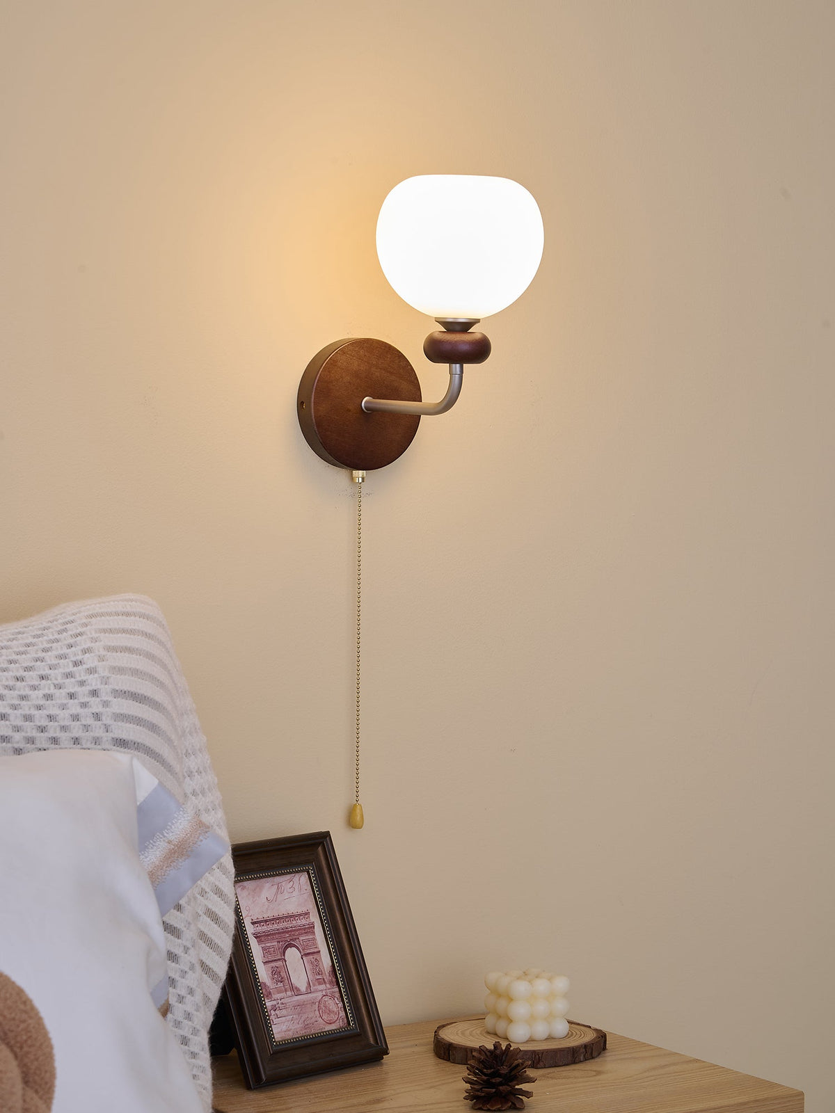 Lucille aplique de pared elegancia de estilo clásico Art vidrio madera