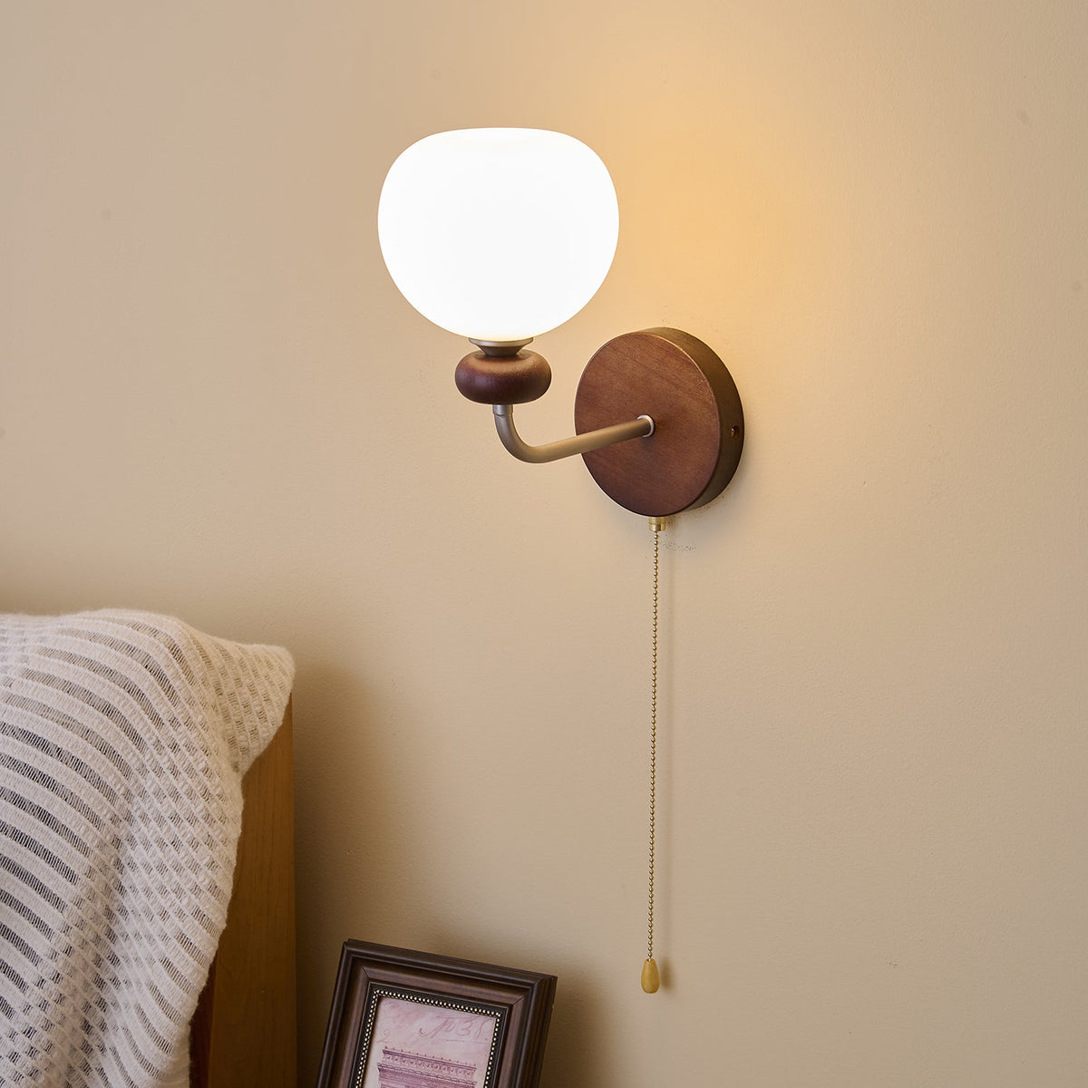 Lucille aplique de pared elegancia de estilo clásico Art vidrio madera