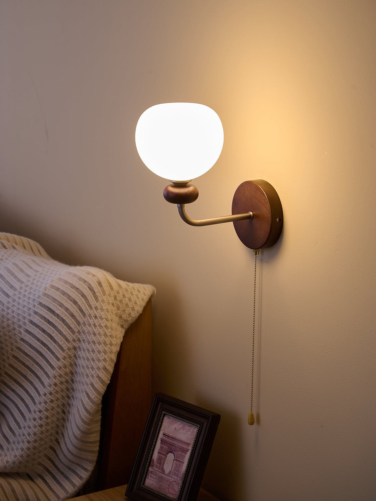 Lucille aplique de pared elegancia de estilo clásico Art vidrio madera