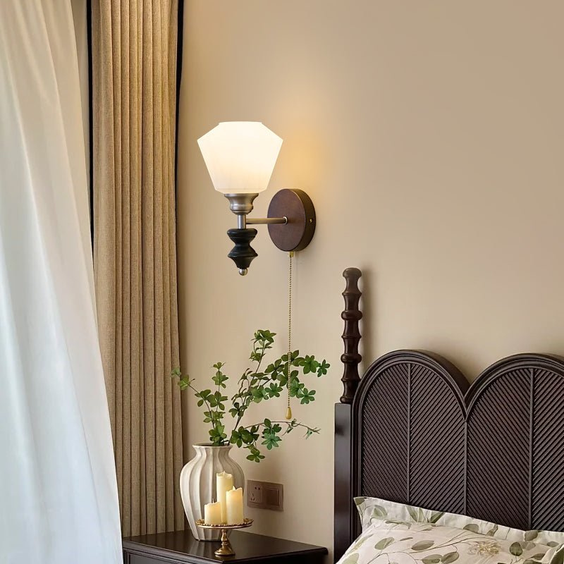 Lucille aplique de pared elegancia de estilo clásico Art vidrio madera