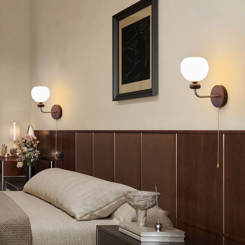 Lucille aplique de pared elegancia de estilo clásico Art vidrio madera