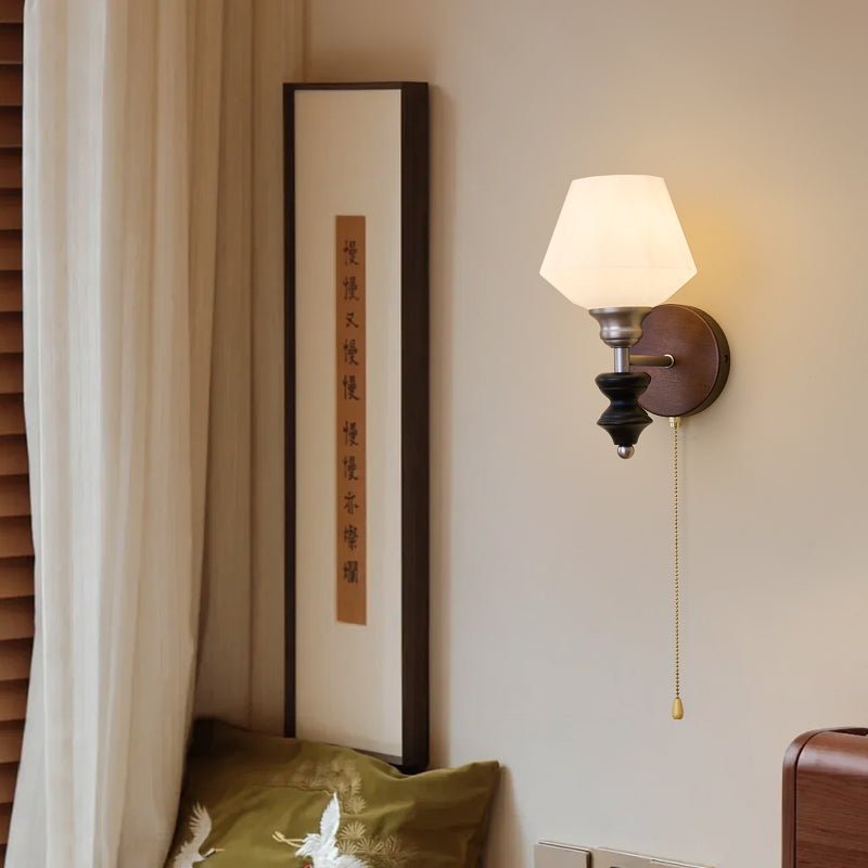 Lucille aplique de pared elegancia de estilo clásico Art vidrio madera