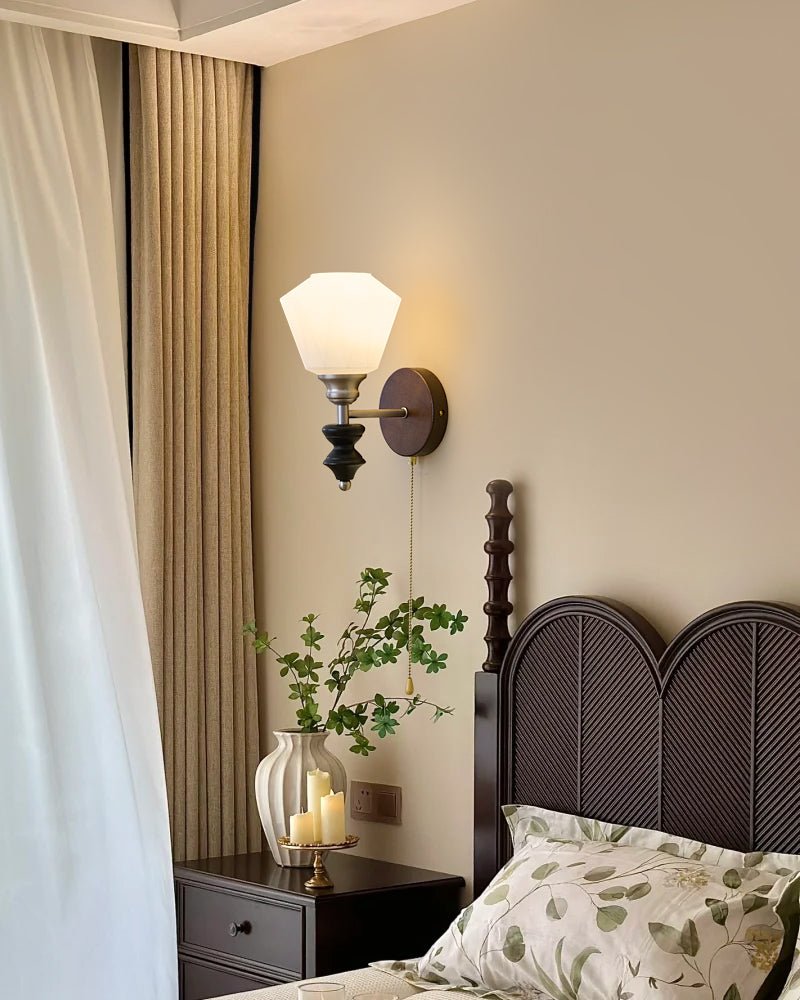 Lucille aplique de pared elegancia de estilo clásico Art vidrio madera