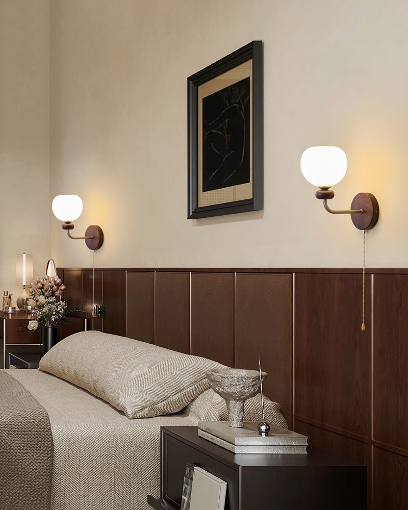 Lucille aplique de pared elegancia de estilo clásico Art vidrio madera