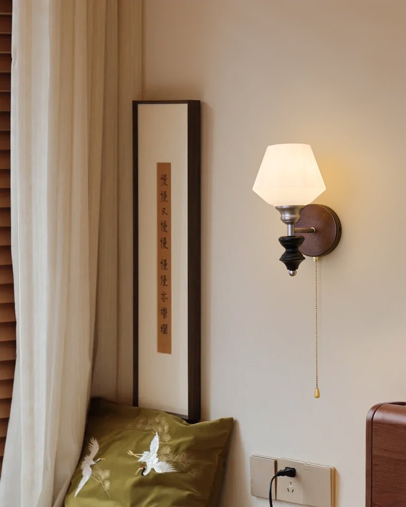 Lucille aplique de pared elegancia de estilo clásico Art vidrio madera