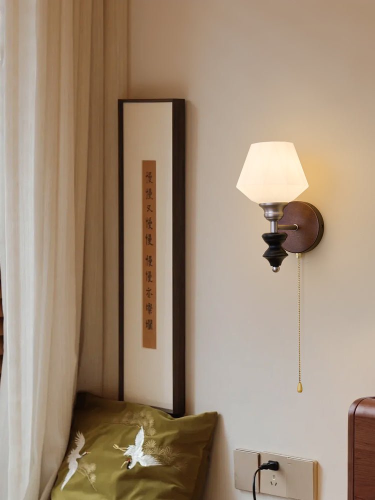Lucille aplique de pared elegancia de estilo clásico Art vidrio madera