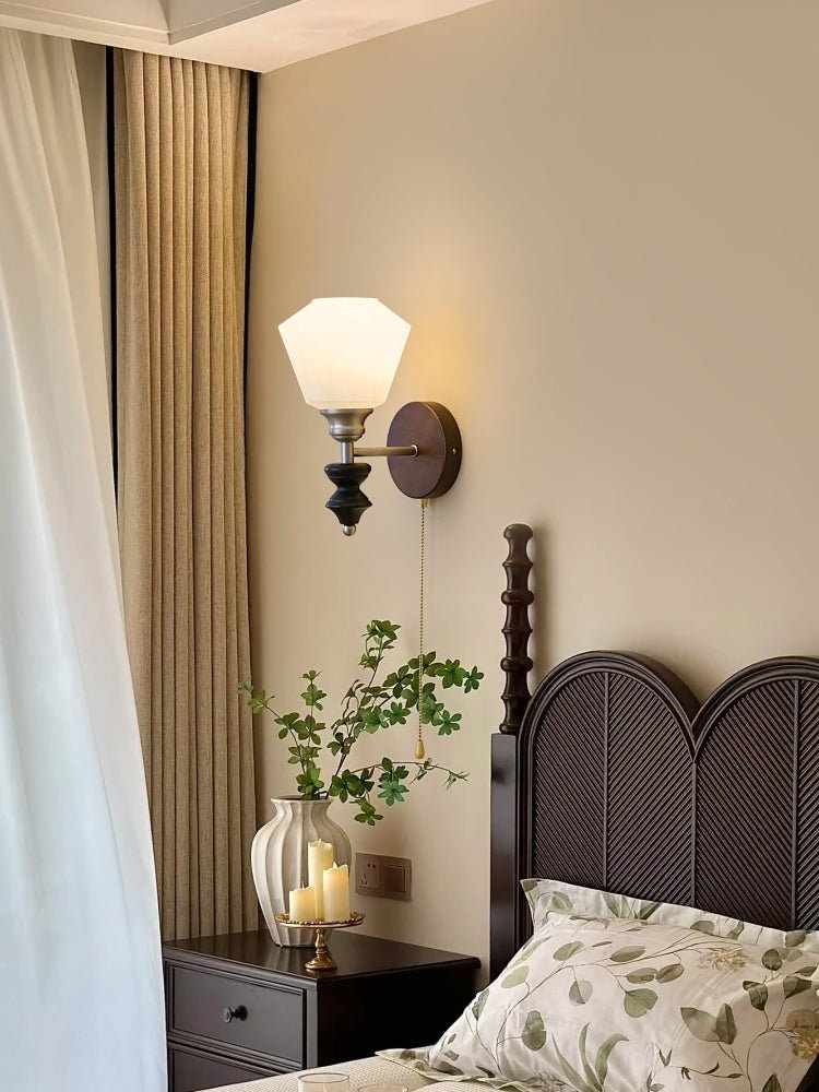 Lucille aplique de pared elegancia de estilo clásico Art vidrio madera