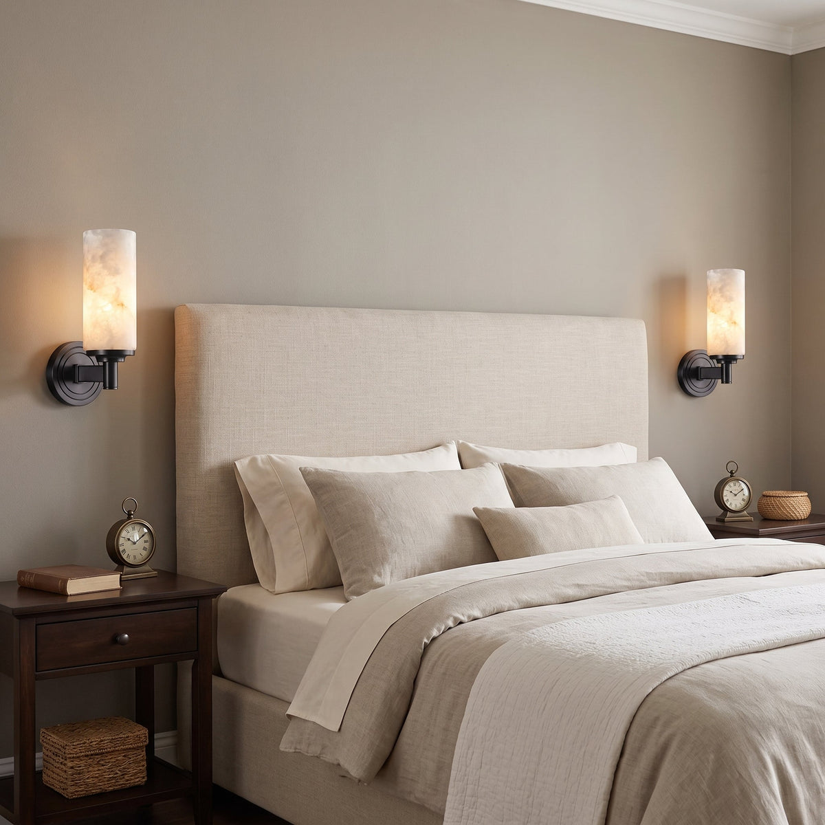 Navenford Aplique de pared cilíndrico de alabastro