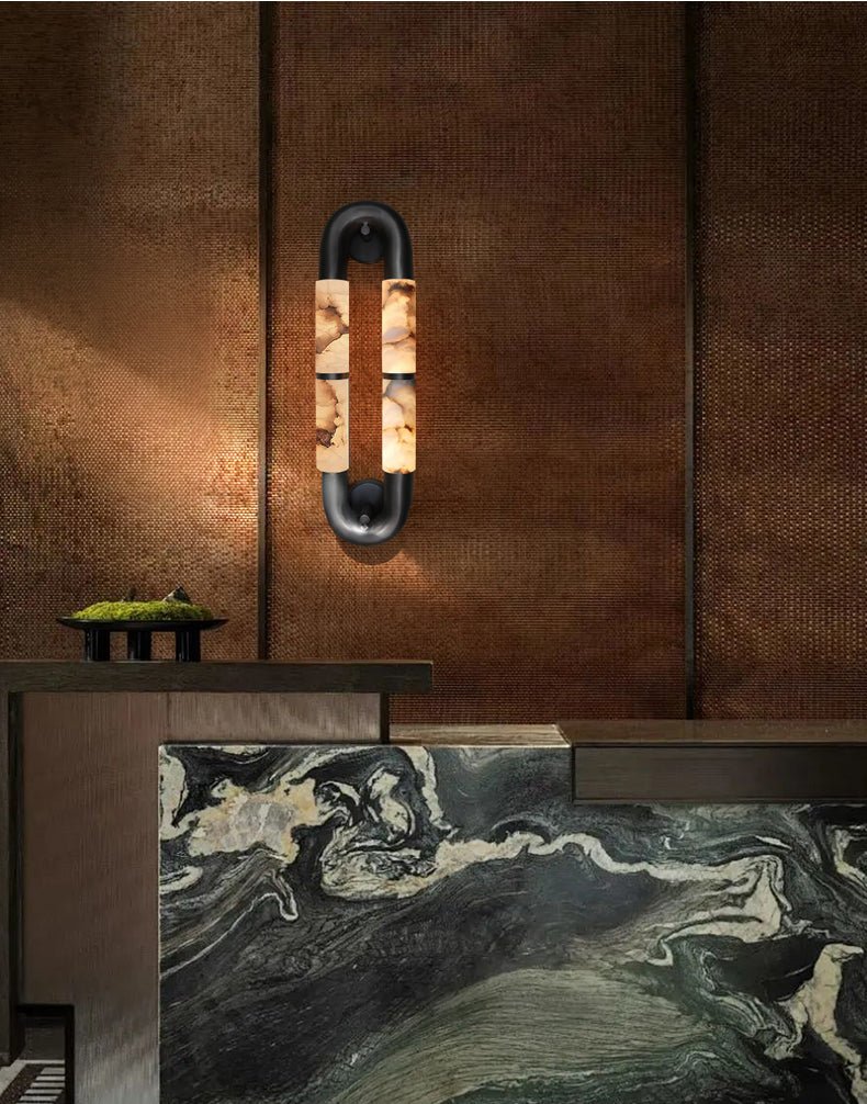 Gloxa Arc Twin aplique de pared alabastro