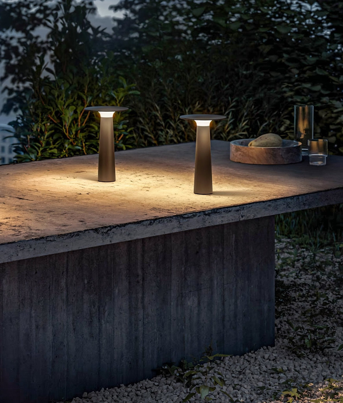 Gwil Disk luminaria exterior para mesa
