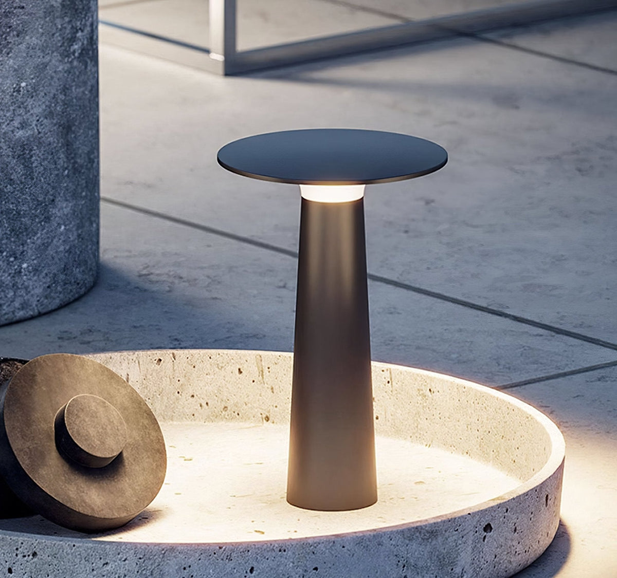 Gwil Disk luminaria exterior para mesa