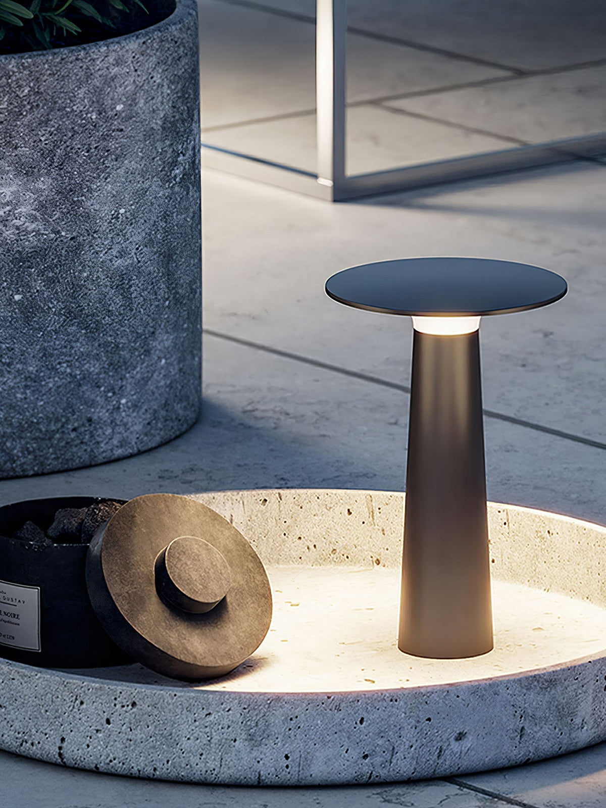 Gwil Disk luminaria exterior para mesa