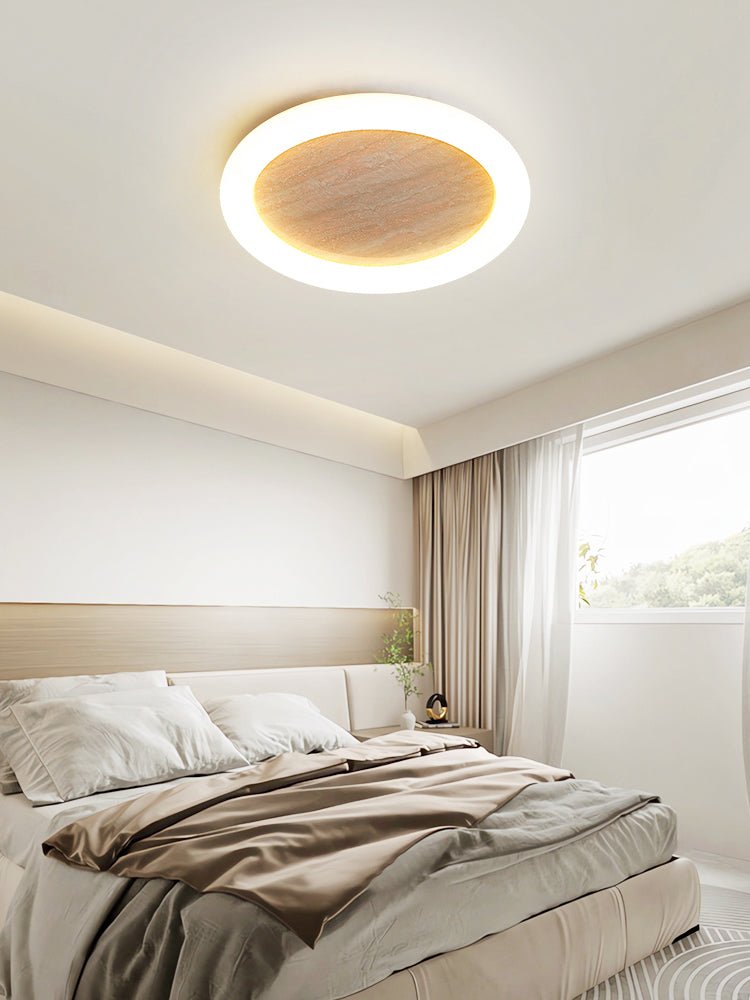 Kaia lámpara de techo Halo en travertino amarillo minimal