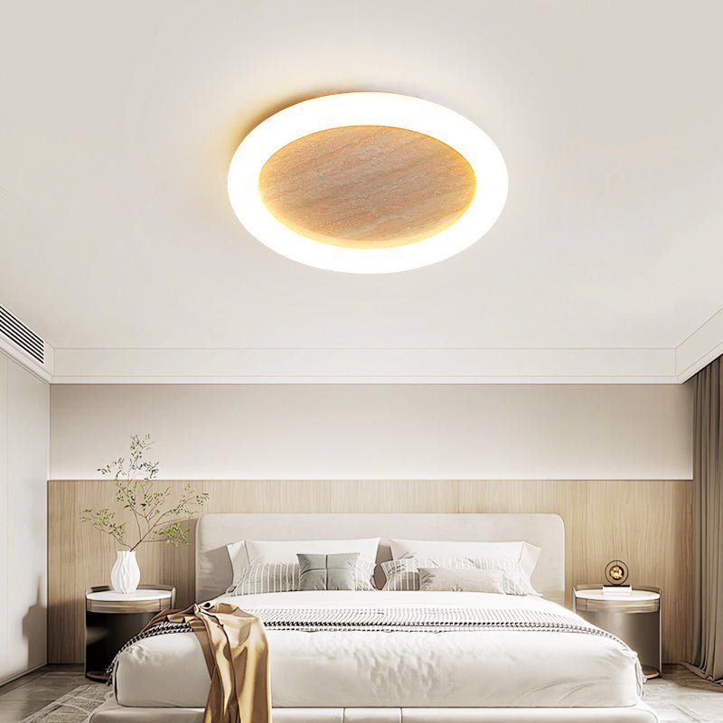 Kaia lámpara de techo Halo en travertino amarillo minimal