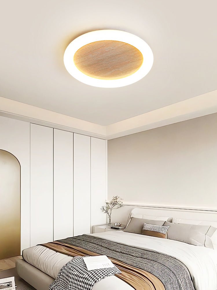 Kaia lámpara de techo Halo en travertino amarillo minimal