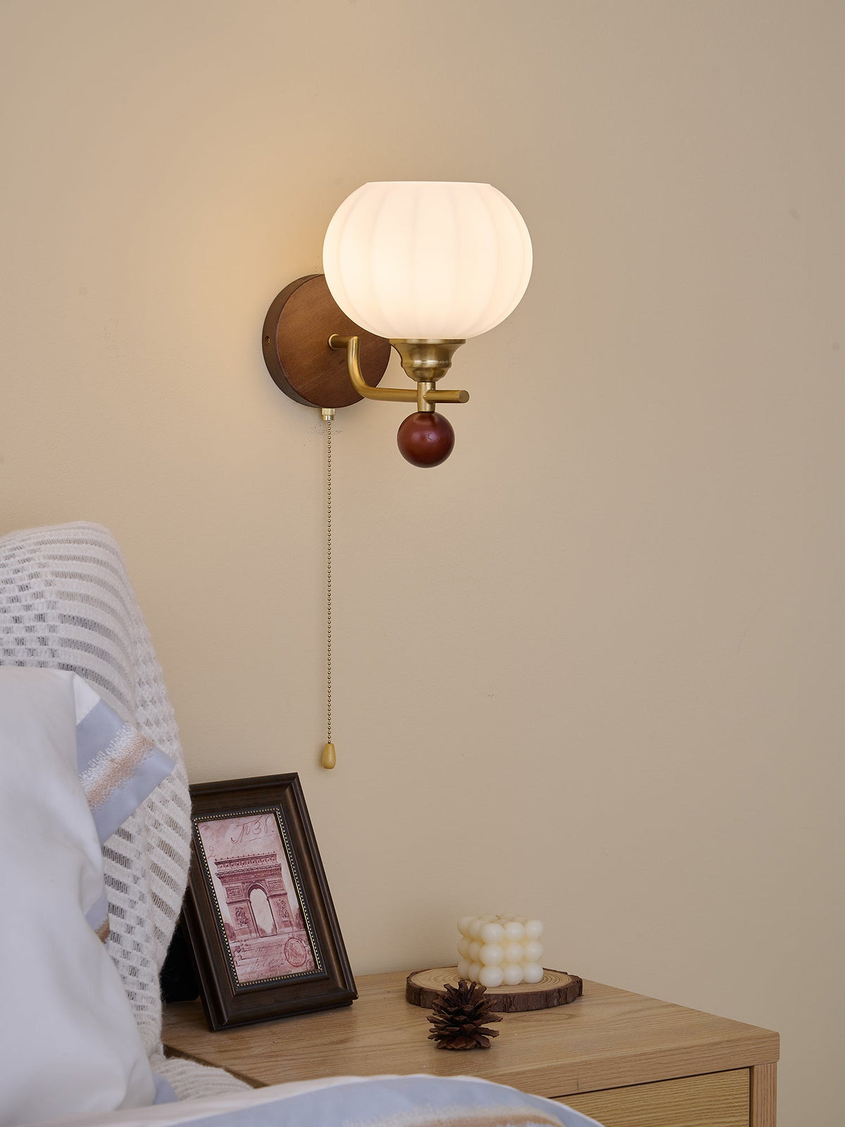 Bobble Aplique de pared Vidrio Madera Premium Nórdico Arte
