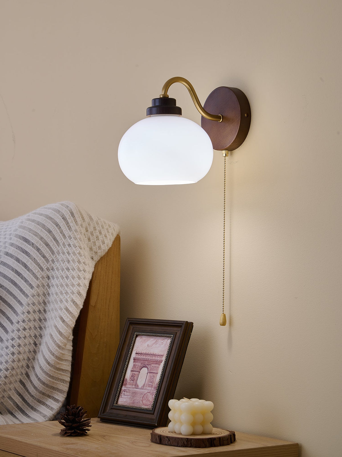 Bobble Aplique de pared Vidrio Madera Premium Nórdico Arte