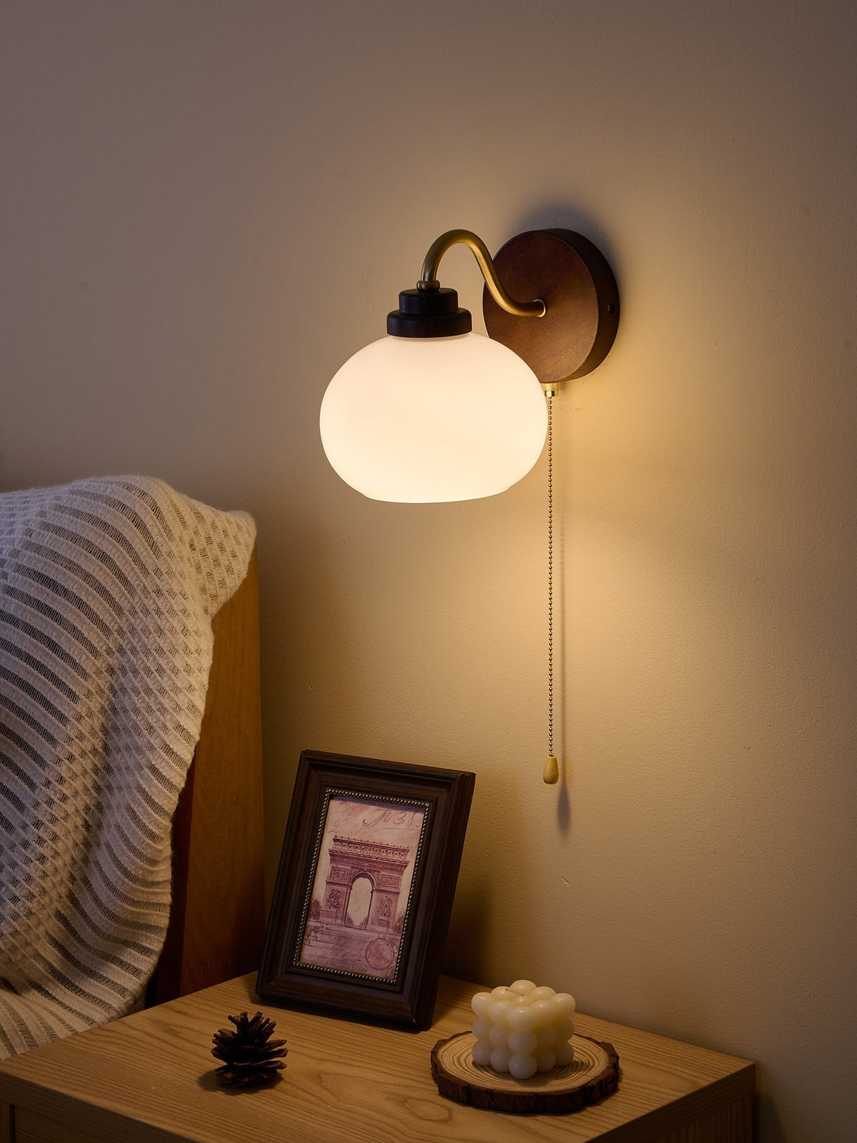 Bobble Aplique de pared Vidrio Madera Premium Nórdico Arte