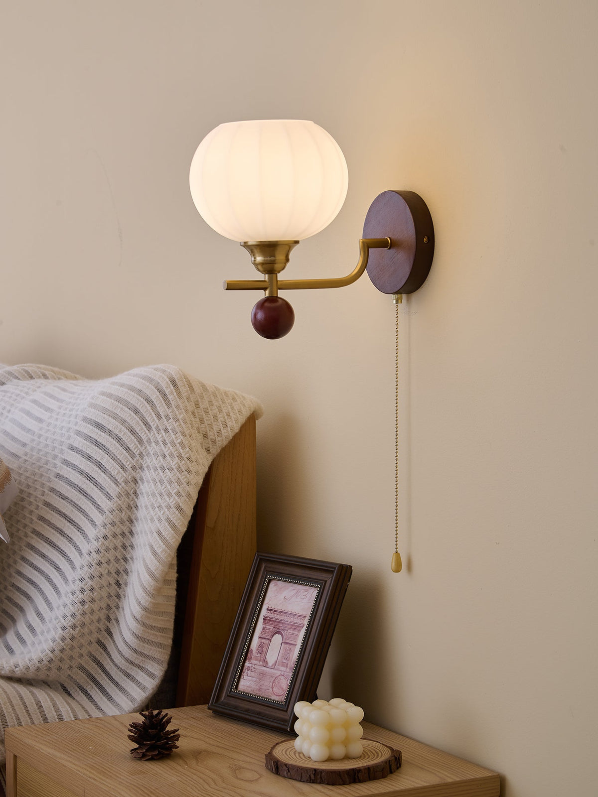 Bobble Aplique de pared Vidrio Madera Premium Nórdico Arte