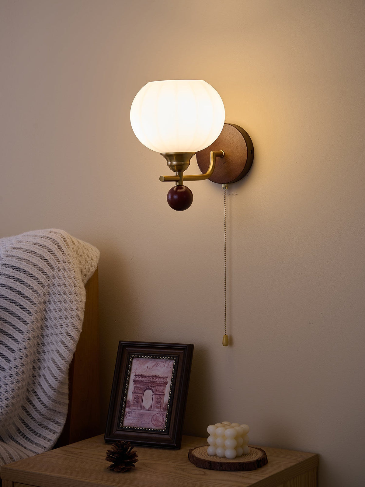 Bobble Aplique de pared Vidrio Madera Premium Nórdico Arte