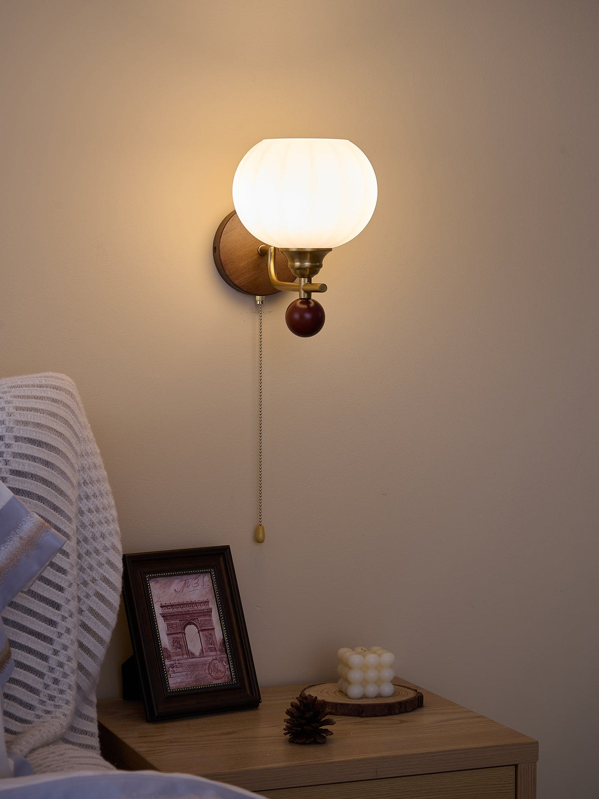 Bobble Aplique de pared Vidrio Madera Premium Nórdico Arte