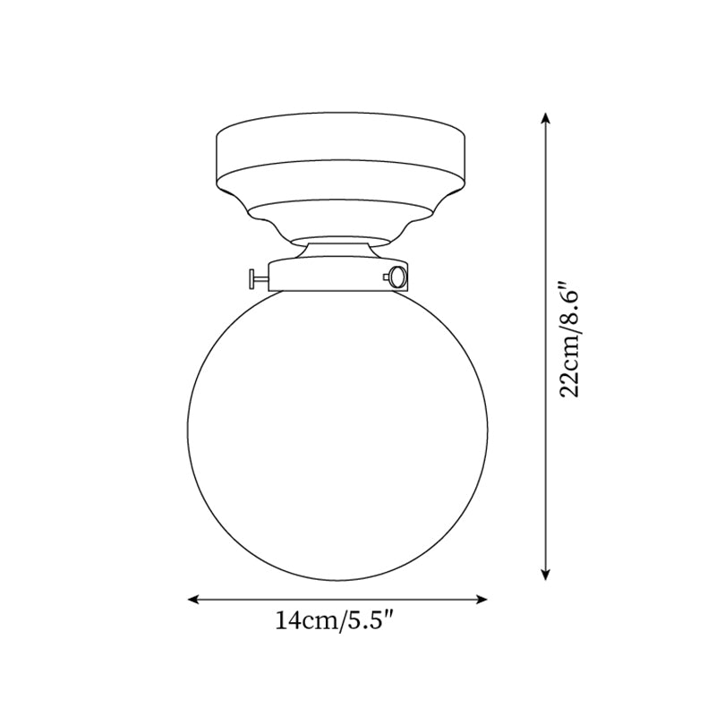 Lámpara de techo con cúpula de vidrio transparente y casquillo de latón, en madera de nogal esfera