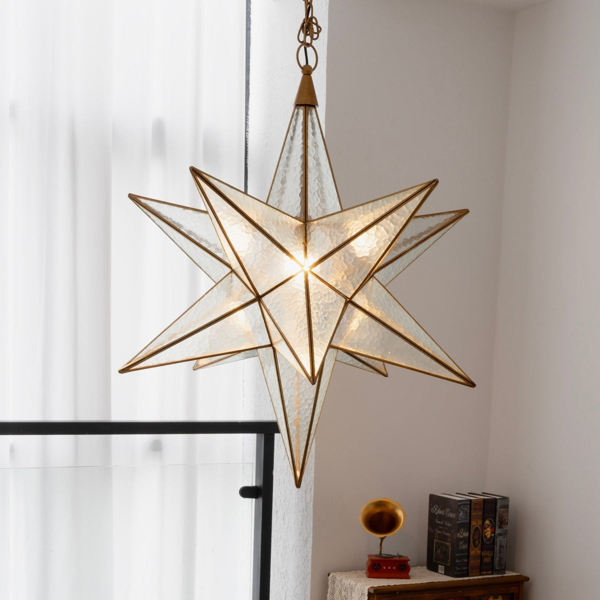Sotr lámpara de araña elegante de vidrio en forma de estrella