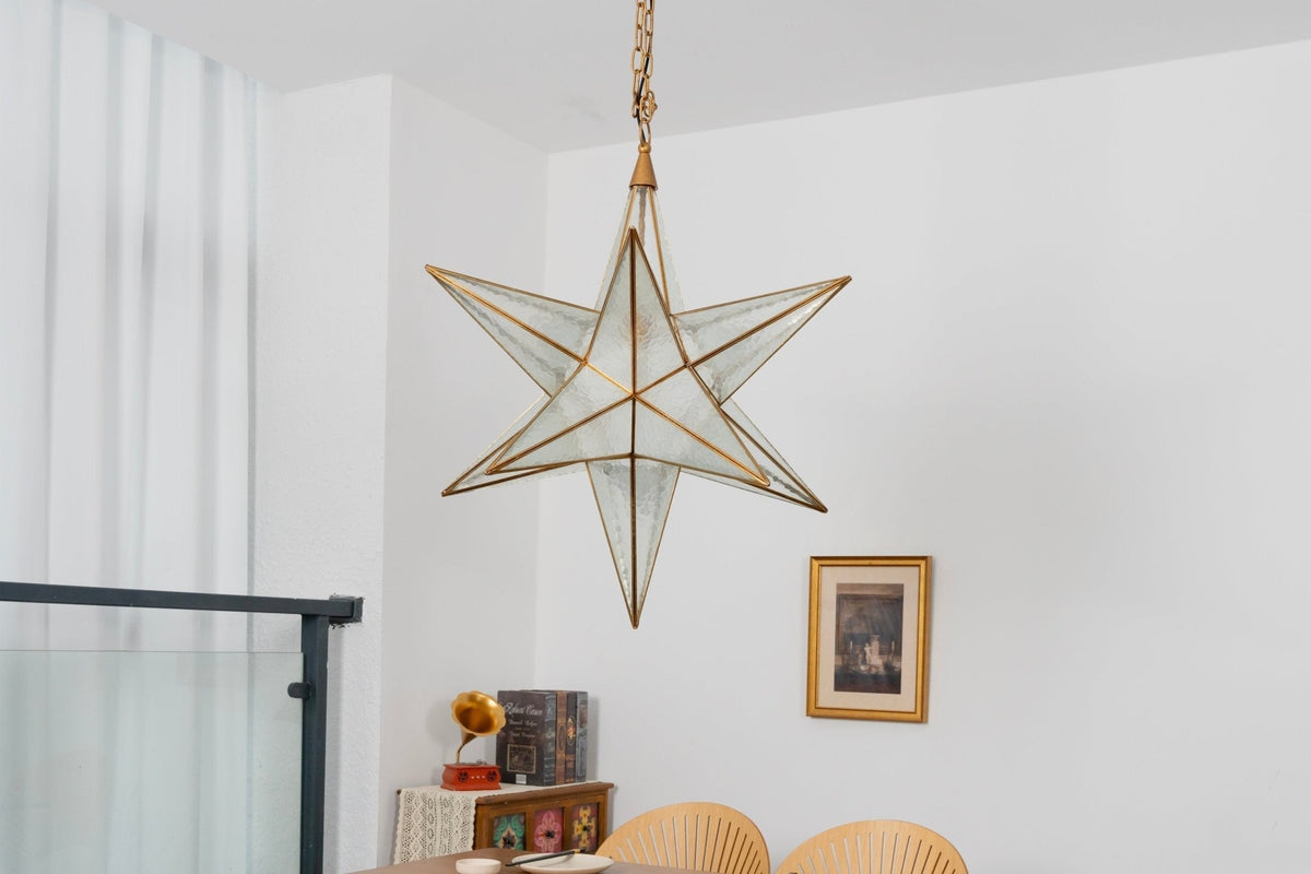 Sotr lámpara de araña elegante de vidrio en forma de estrella