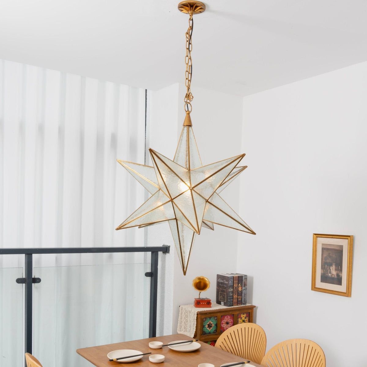 Sotr lámpara de araña elegante de vidrio en forma de estrella