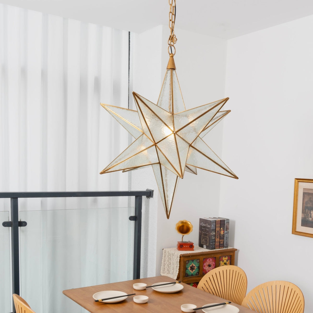 Sotr lámpara de araña elegante de vidrio en forma de estrella