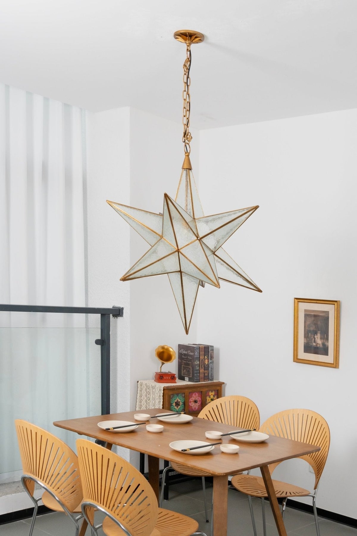 Sotr lámpara de araña elegante de vidrio en forma de estrella