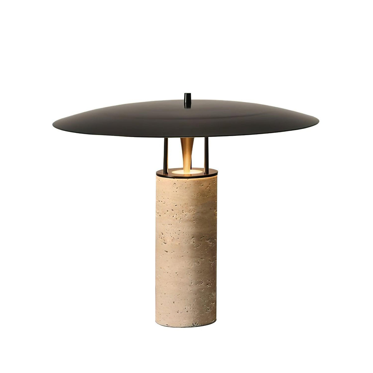 Eara lámpara de mesa Disc-Pillar travertino