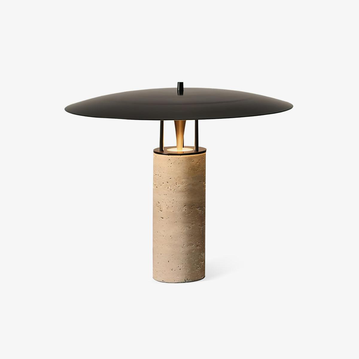 Eara lámpara de mesa Disc-Pillar travertino