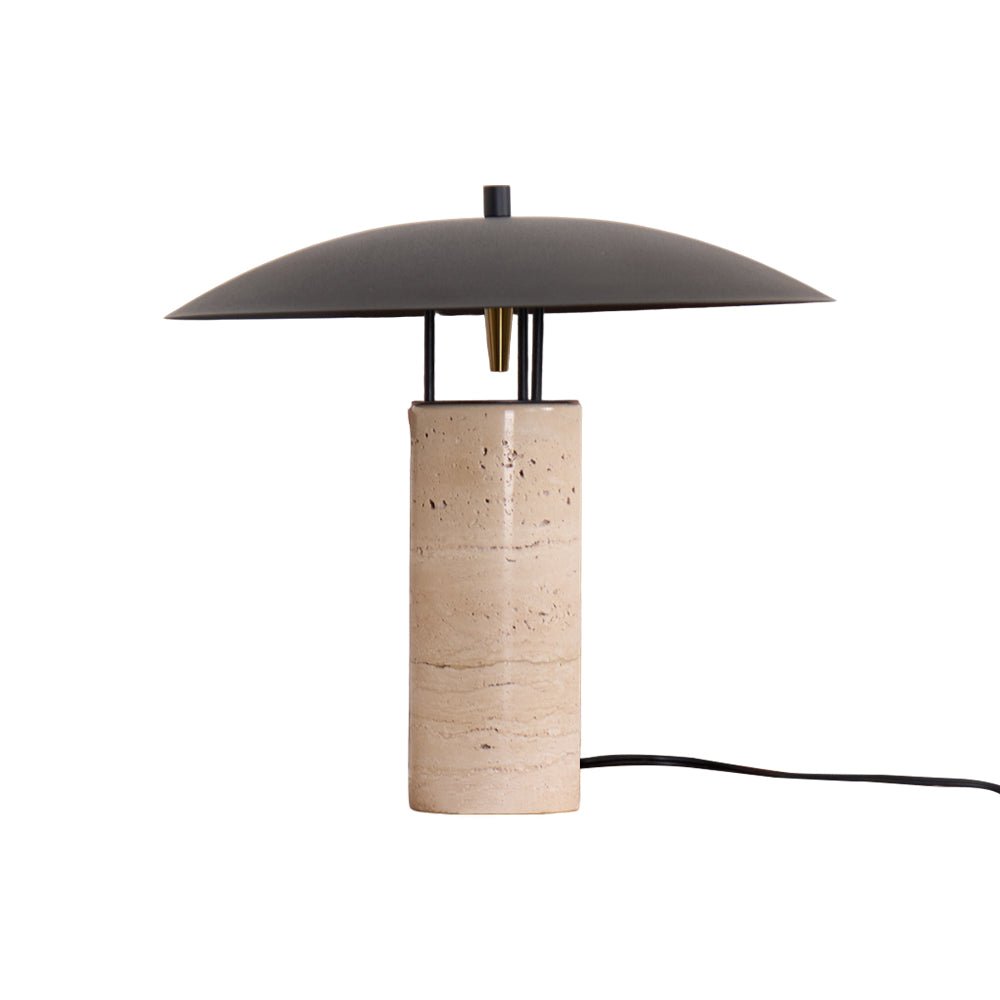 Eara lámpara de mesa Disc-Pillar travertino
