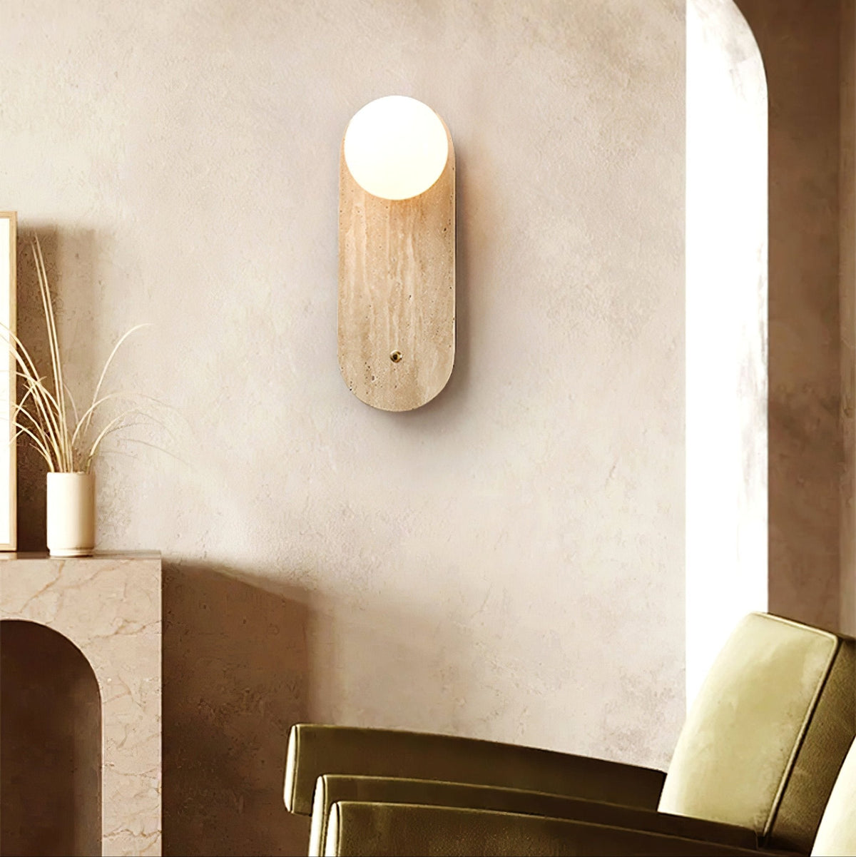 Aurevon aplique de pared minimalista en travertino