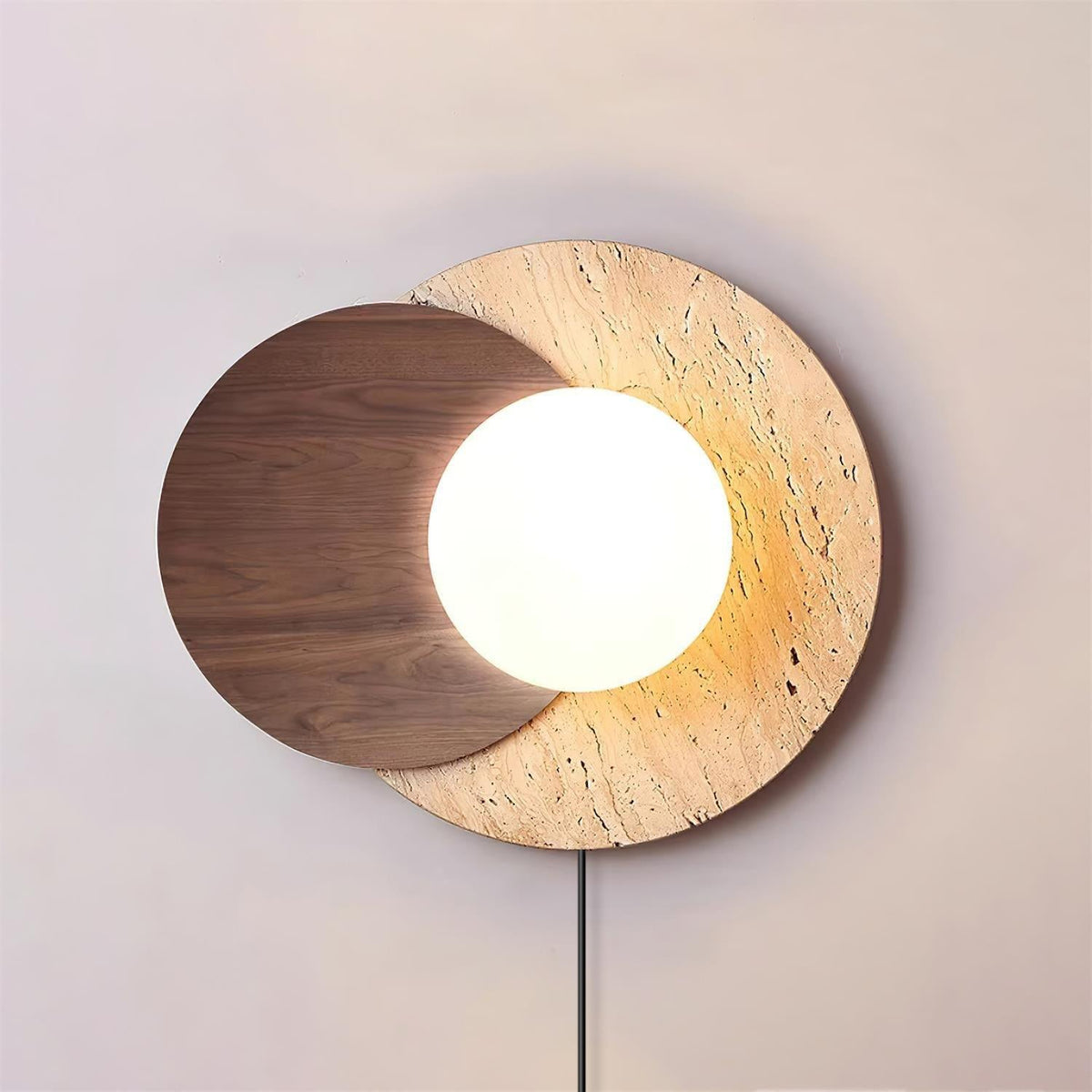 Otale aplique de pared travertino con discos superpuestos enchufable