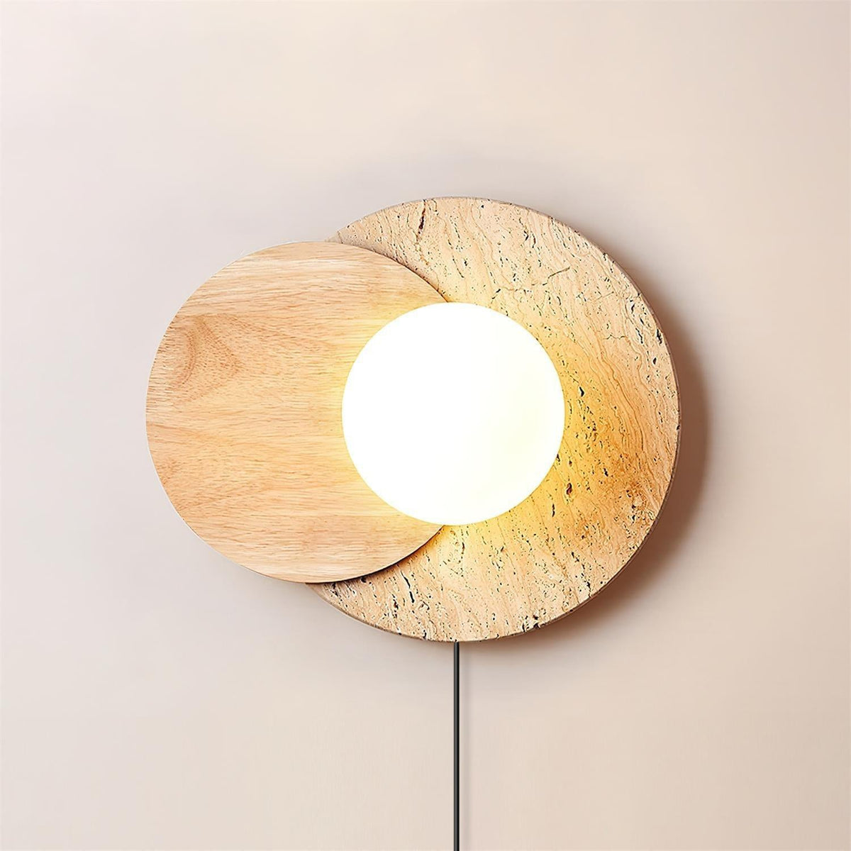 Otale aplique de pared travertino con discos superpuestos enchufable