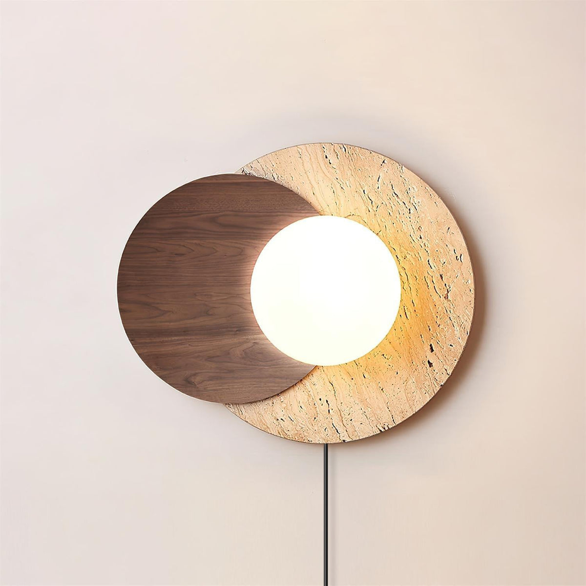 Otale aplique de pared travertino con discos superpuestos enchufable