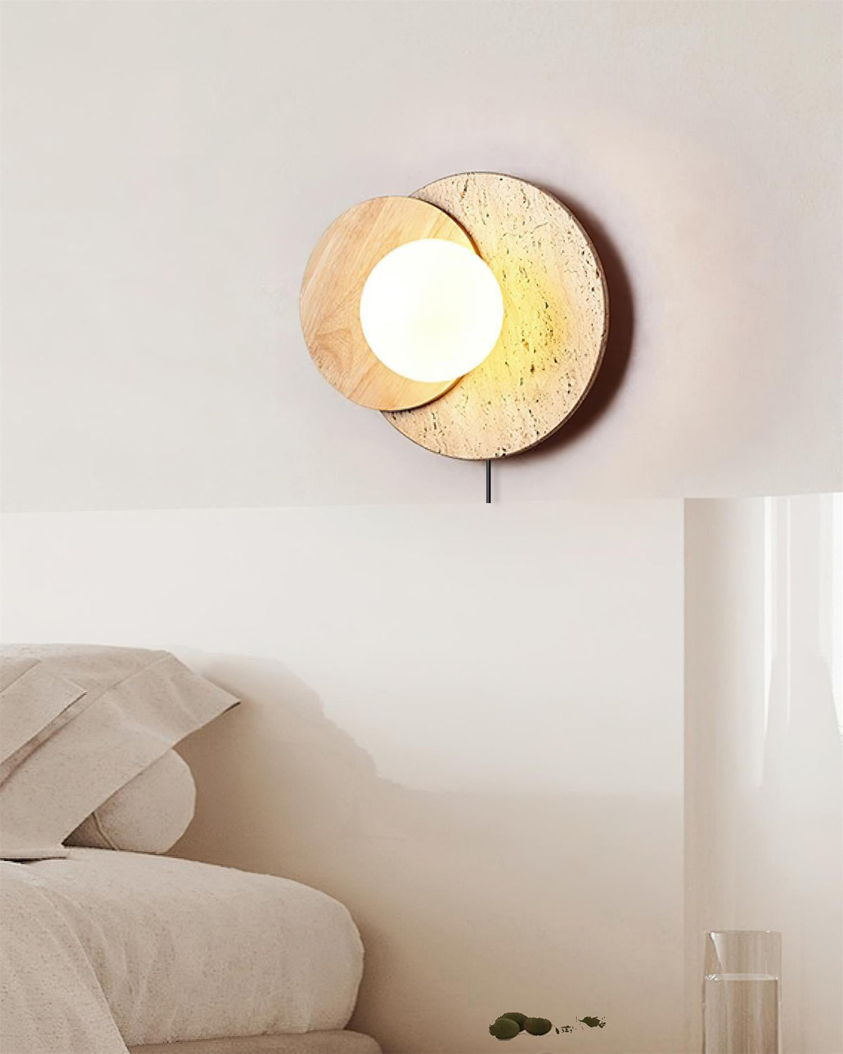 Otale aplique de pared travertino con discos superpuestos enchufable