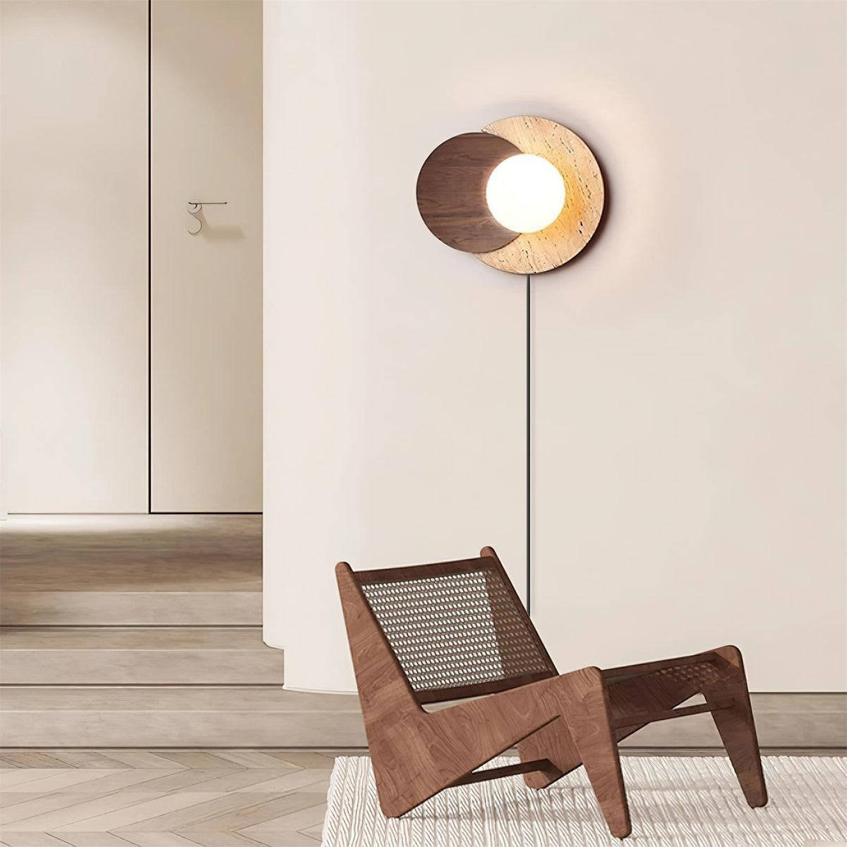 Otale aplique de pared travertino con discos superpuestos enchufable