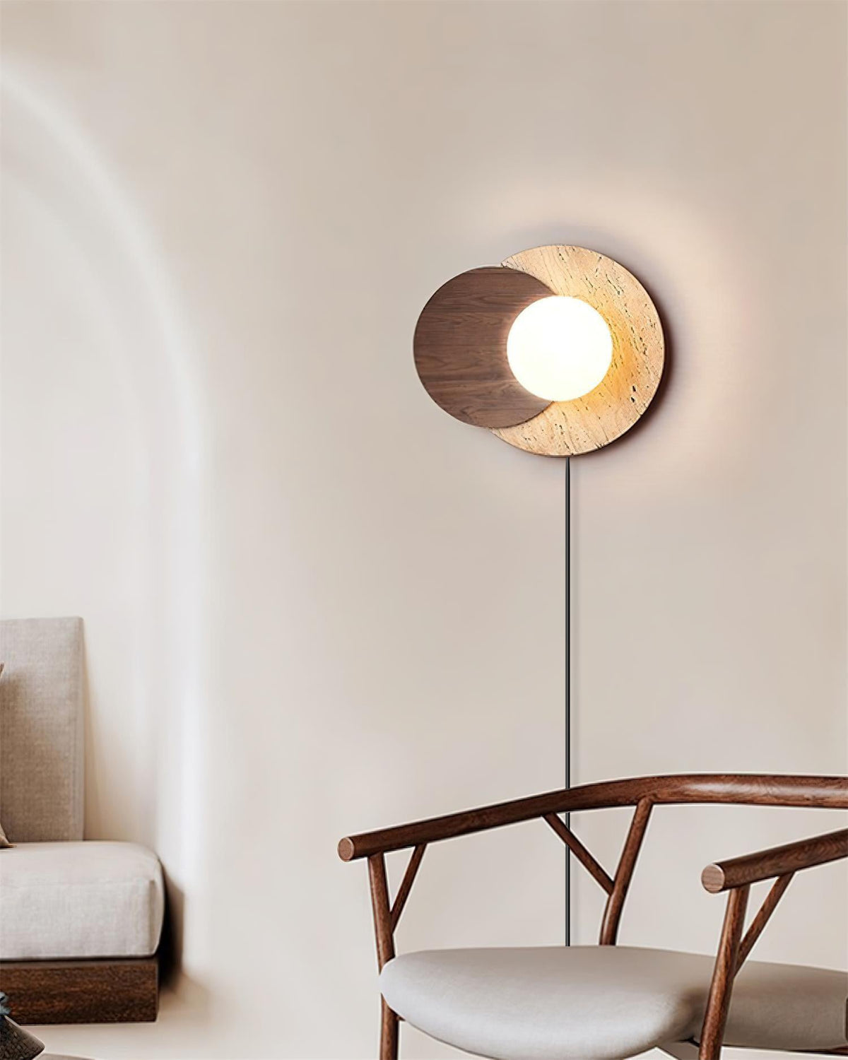 Otale aplique de pared travertino con discos superpuestos enchufable