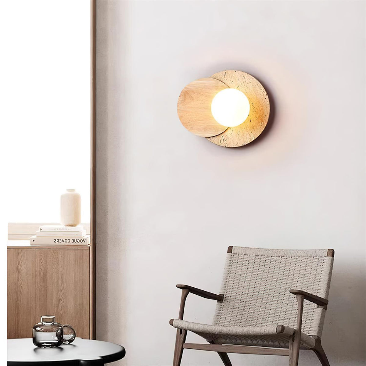 Otale aplique de pared travertino con discos superpuestos enchufable