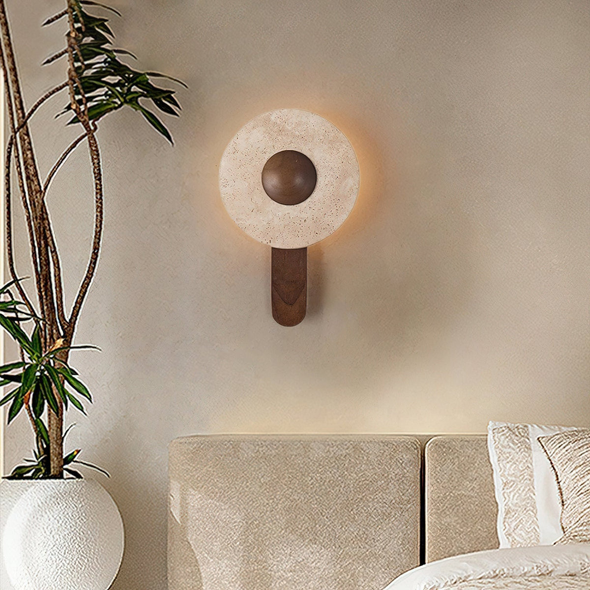 Nymarora aplique de pared circular en travertino