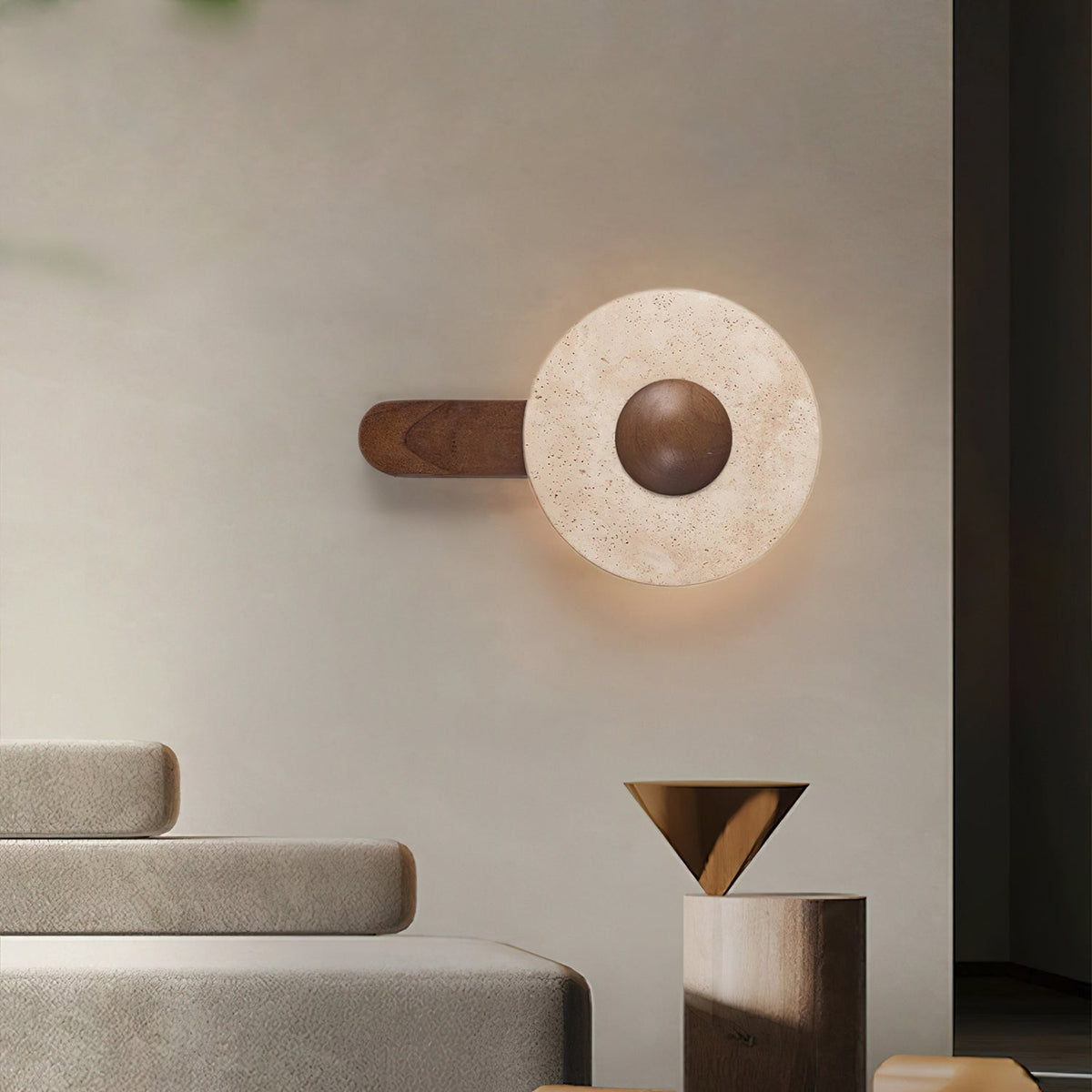 Nymarora aplique de pared circular en travertino