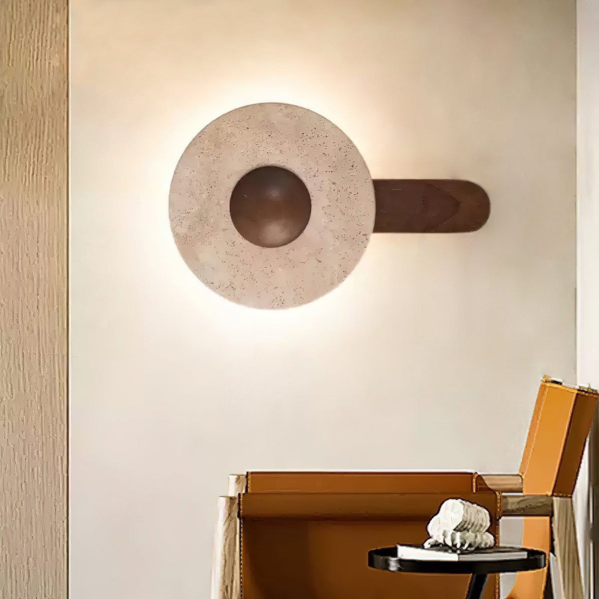 Nymarora aplique de pared circular en travertino