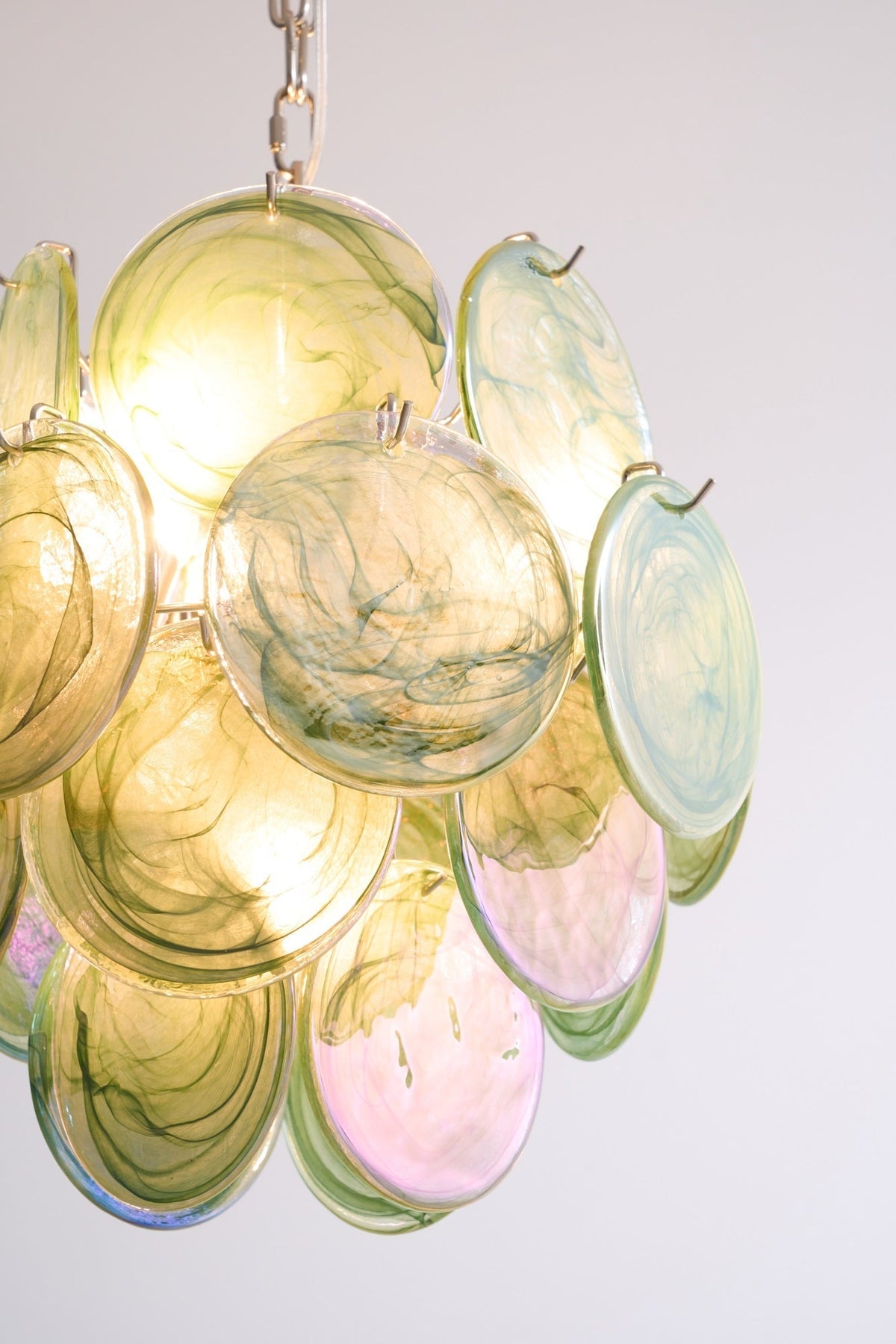Teriinelle lámpara de araña Multicolor Murano Disc Capas Artísticas