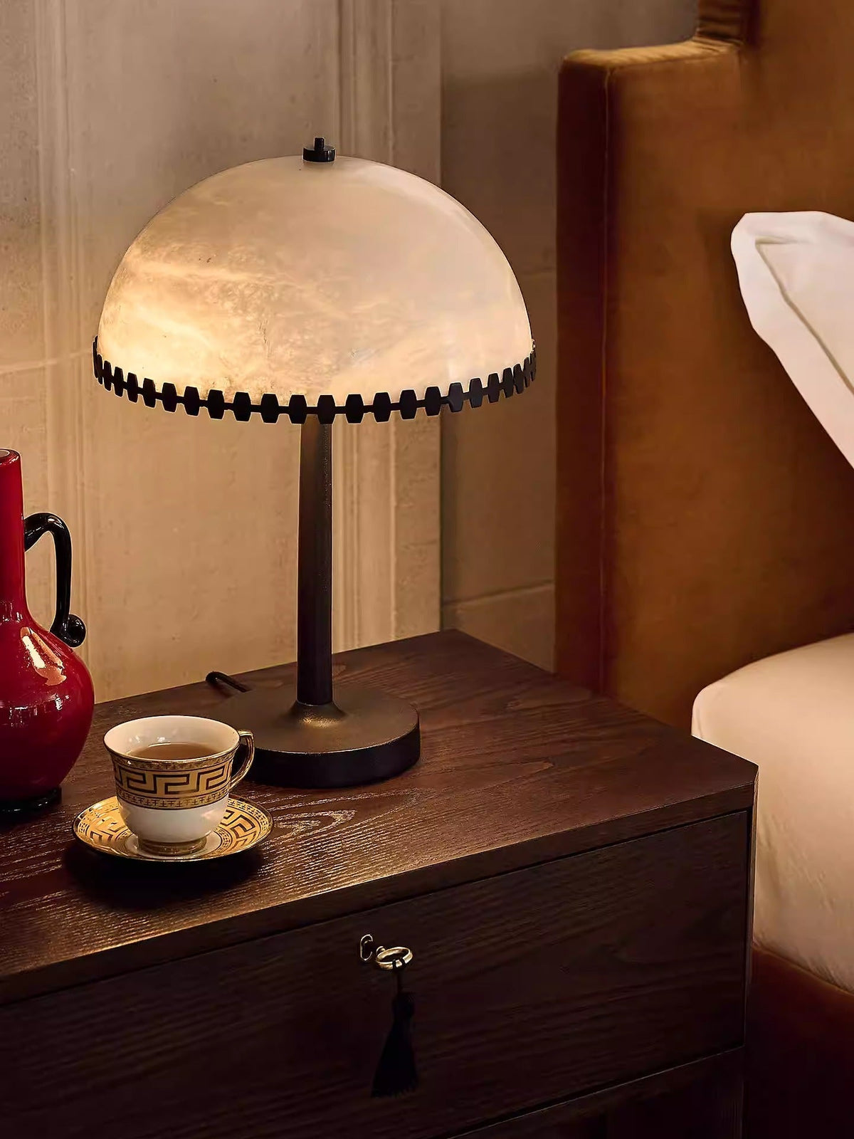 Nuxs lámpara de mesa elegante cúpula alabastro