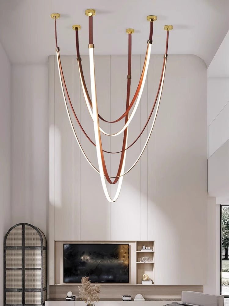 Odin lámpara de araña decorativa con tiras de cuero y silicona