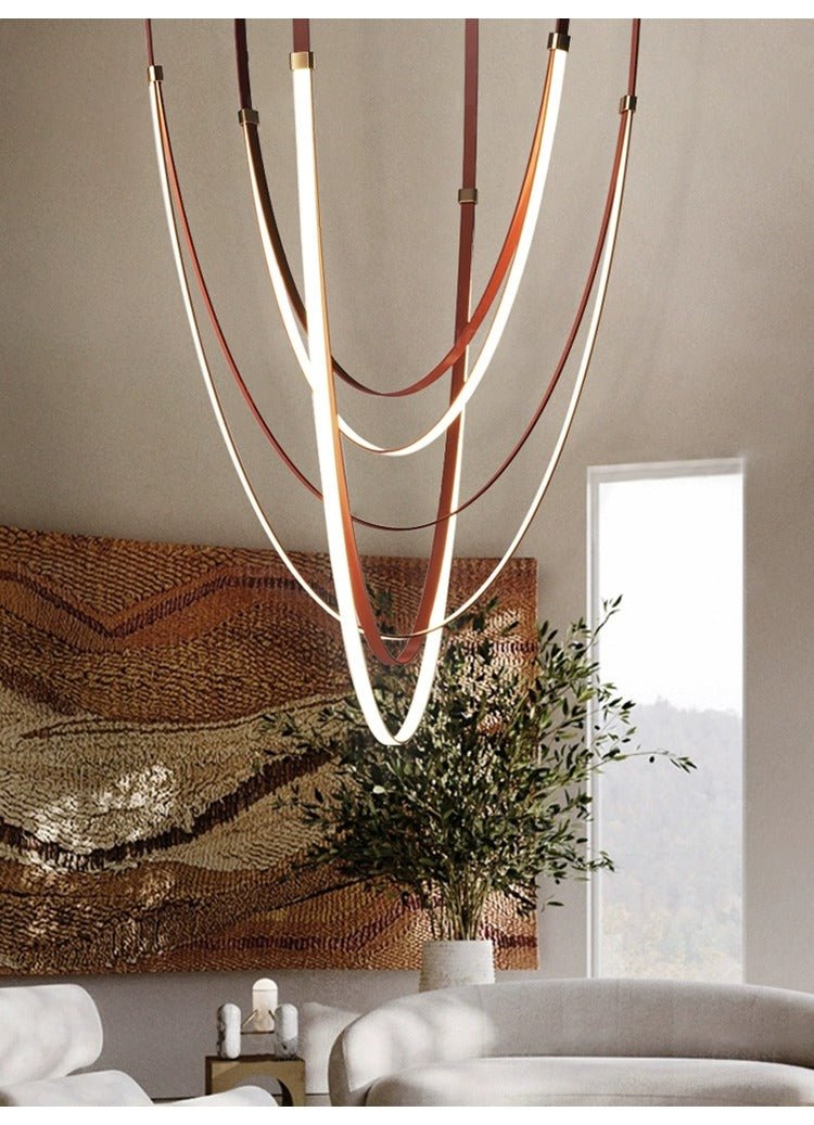 Odin lámpara de araña decorativa con tiras de cuero y silicona
