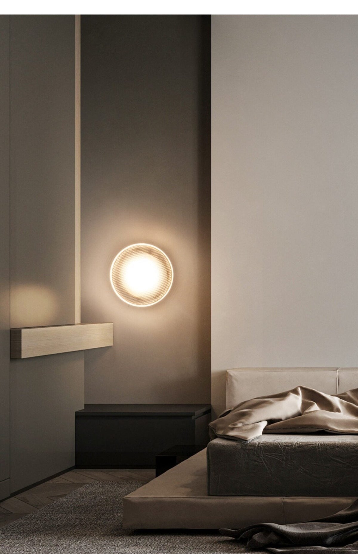 Noct aplique de pared con sombra de vidrio ribeteado